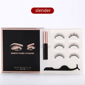 Magnetic Eyeliner Eyelash Set Natural Thick Magnet False (Option: Slender)