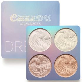 Highlighter Palette Illuminator Powder Palette White Highlighter Baked Waterproof Long Lasting Brilliant Lighten Skin Makeup Palette (Color: 02)