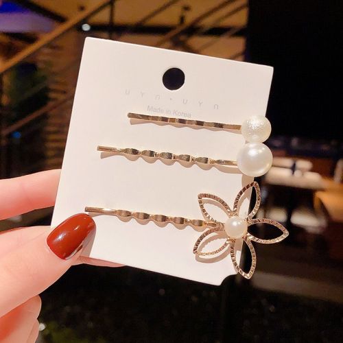 Temperament Girl Pearl Edge Clip Bangs Character Hair Accessories Sets