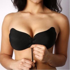 Large Size Strapless Bra Adhesive Sticky Push Up Bras For Women Rabbit Brassiere Lingerie Invisible Women Hot (Color: Black, size: D)